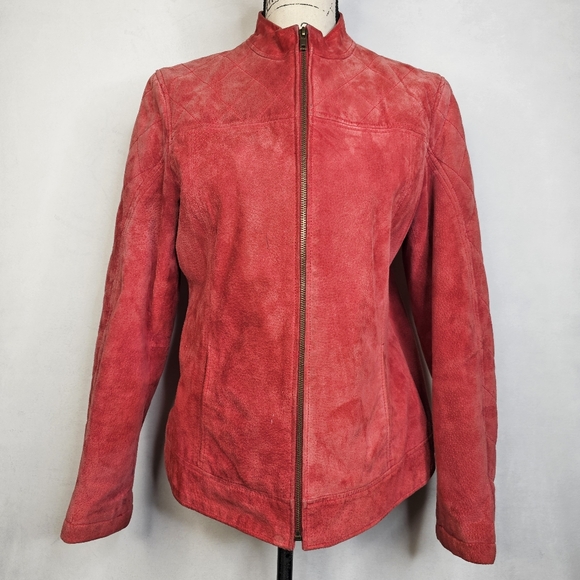 Ruffhewn y2k red genuine leather jacket sz M - Picture 1 of 5
